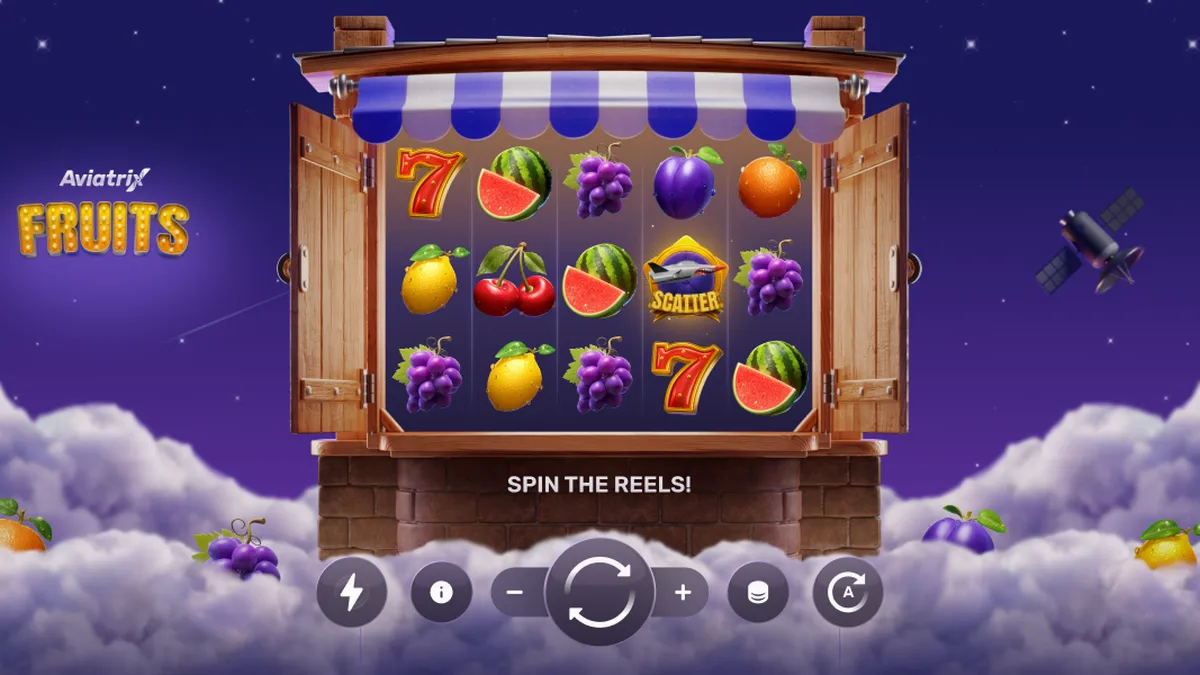 Tampilan visual slot Aviatrix Fruits dengan elemen metaverse